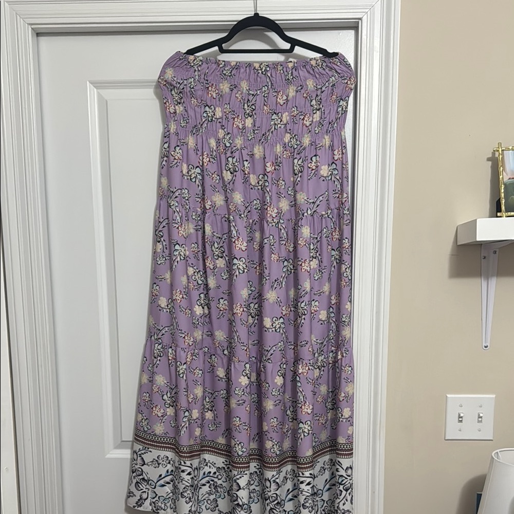 Floral Purple strapless maxi
